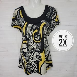 2X Voir Black & Yellow Stretch Top
